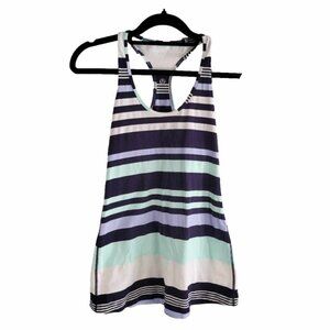 Lululemon cool racerback blue, white and light green striped tank top. EUC